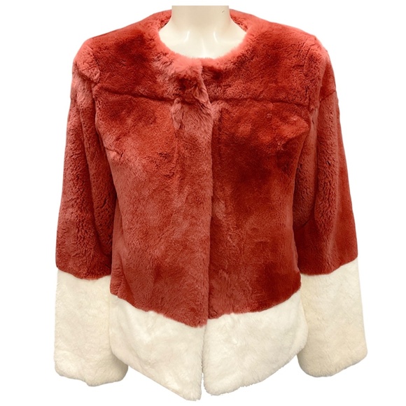 ADRIENNE LANDAU SPICE / WHITE RABBIT FUR JACKET - Picture 1 of 5